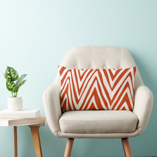 Burnt Orange and Off White Zebra Design Pillow (Chair)