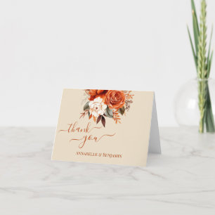 Burnt Orange and Rust Floral Details Enclosure Thank You Card