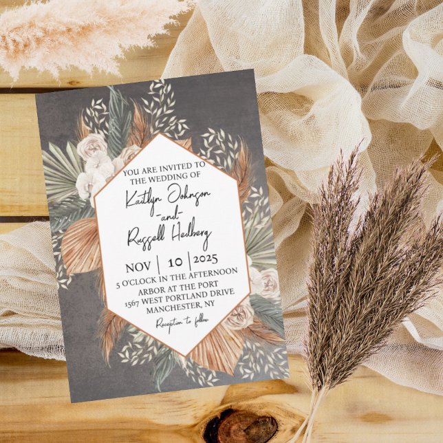 Burnt Orange and Sage Green Fall Wedding  Invitation (Creator Uploaded)