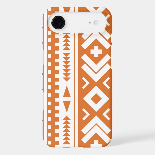 Burnt Orange and White Aztec Tribal Print Case-Mate iPhone Case (Back)