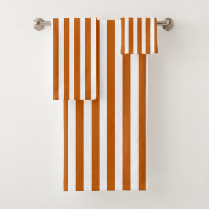 Burnt orange and white candy stripes bath towel set