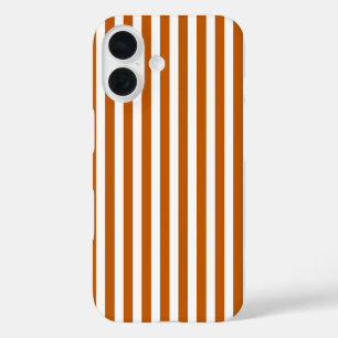 Burnt orange and white candy stripes iPhone 16 case