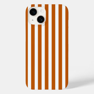 Burnt orange and white candy stripes Case-Mate iPhone 14 case