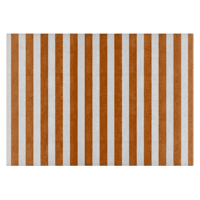 Burnt orange and white candy stripes cutting board (Front)
