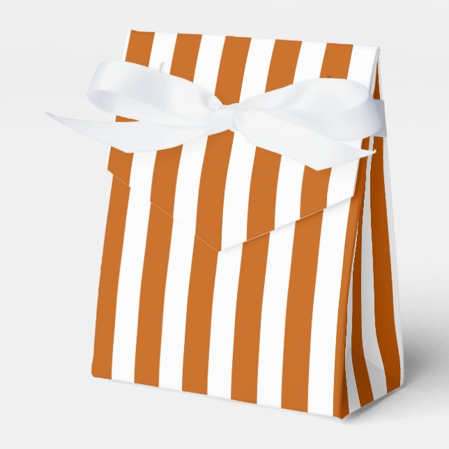 Burnt orange and white candy stripes favour box (Front Side)