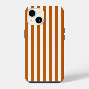 Burnt orange and white candy stripes iPhone 14 case