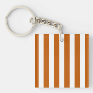 Burnt orange and white candy stripes key ring