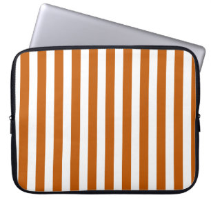 Burnt orange and white candy stripes laptop sleeve