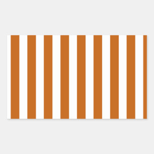 Burnt orange and white candy stripes rectangular sticker