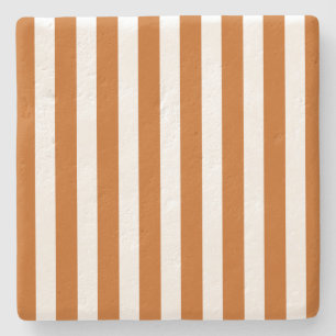 Burnt orange and white candy stripes stone coaster