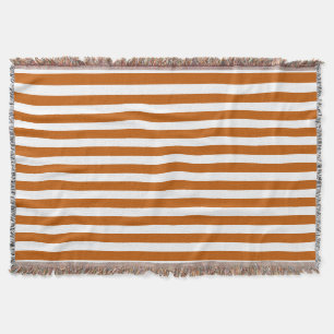 Burnt orange and white candy stripes throw blanket