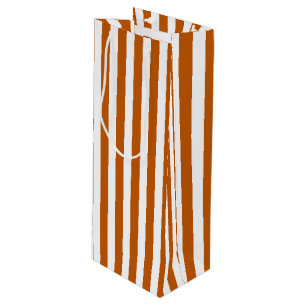 Burnt orange and white candy stripes wine gift bag