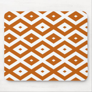 Burnt orange and white diamond pattern mouse pad