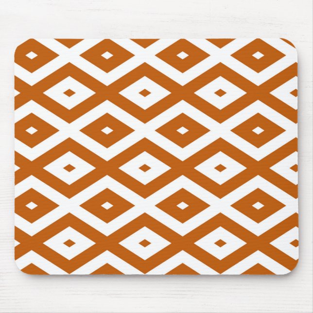 Burnt orange and white diamond pattern mouse pad (Front)