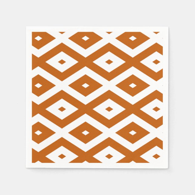 Burnt orange and white diamond pattern napkin (Front)