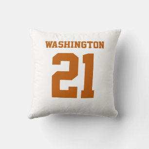 Burnt Orange and White Double-Sided Sports Jersey Cushion