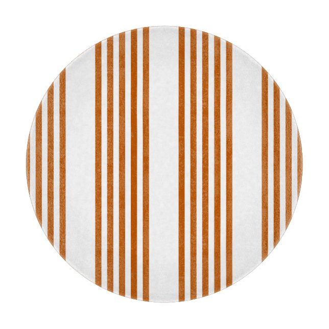Burnt orange and white five stripe pattern cutting board (Front)
