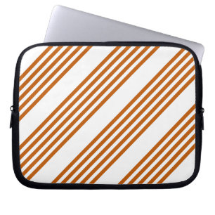 Burnt orange and white five stripe pattern laptop sleeve