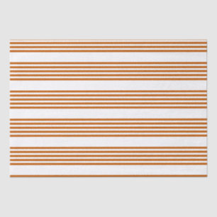 Burnt orange and white five stripe pattern tissue paper