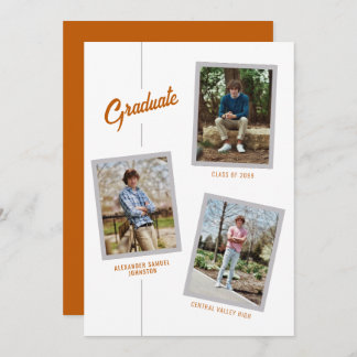 Burnt Orange Angled Four-Photo Grad Announcement