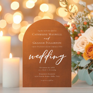 Burnt Orange Arch Rustic Bohemian Wedding Invitation