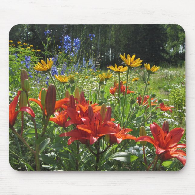 Burnt Orange Asiatic Lilies, Gloriosas  Daisies, Mouse Pad (Front)