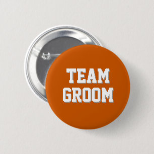 Burnt Orange Athletic Letters Team Groom 6 Cm Round Badge