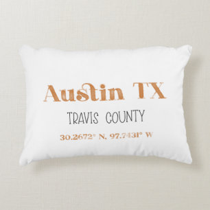 Burnt Orange Austin Texas Accent Pillow