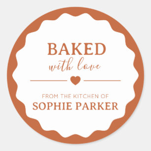 Burnt Orange Baked With Love Scallop Sticker