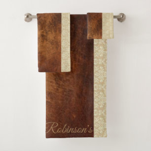 Burnt Orange Beige Bathroom Towel Sets