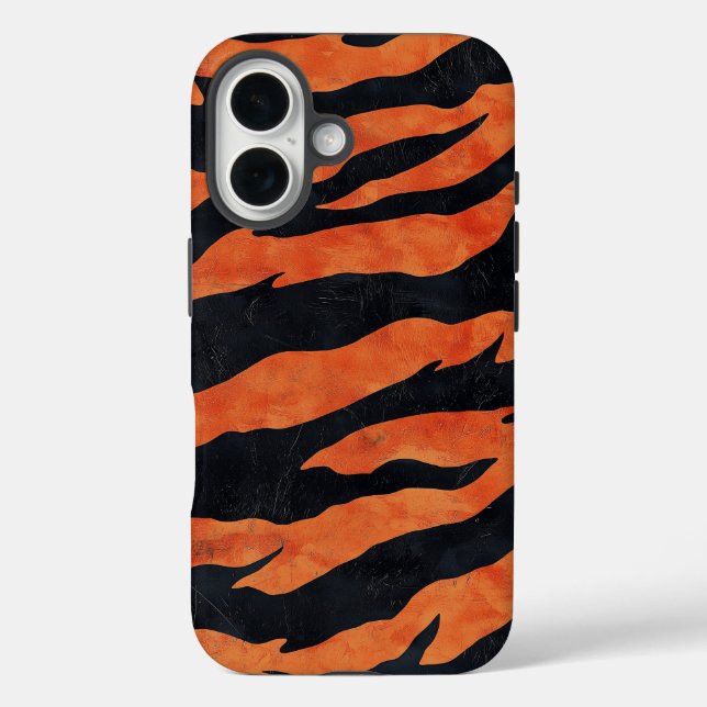 Burnt Orange & Black Tiger Stripes Phone Case (Back)