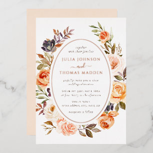 Burnt Orange Blush Floral Foliage Wedding