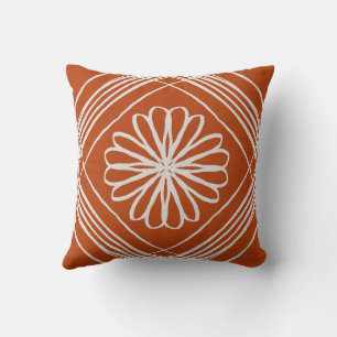 Burnt Orange Bohemian Flower Cushion