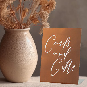 Burnt Orange Boho Autumn Wedding Cards and Gifts Pedestal Sign
