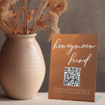 Burnt Orange Boho Autumn Wedding Honeymoon Fund Pedestal Sign<br><div class="desc">Follow the autumn trend of earthy tones with our burnt orange to brown gradient fall wedding honeymoon fund pedestal sign. Simple white typography on a rustic background for a minimalist look.  Bohemian hues reminiscent of terracotta clay highlight your elegant calligraphy on this trendy colour fade textured welcome signage.</div>