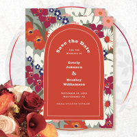 Burnt Orange Boho Chic Floral Save the Date