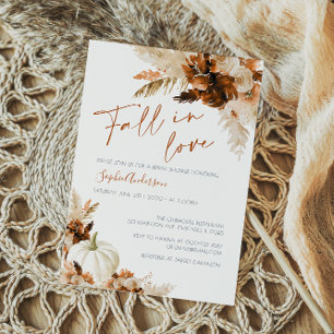 Burnt Orange Boho Fall in Love Bridal Shower Invitation
