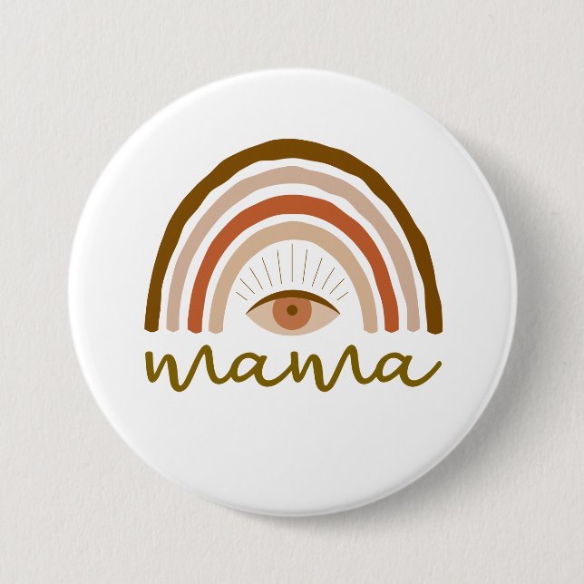 Burnt Orange Boho Rainbow eye  7.5 Cm Round Badge (Front)
