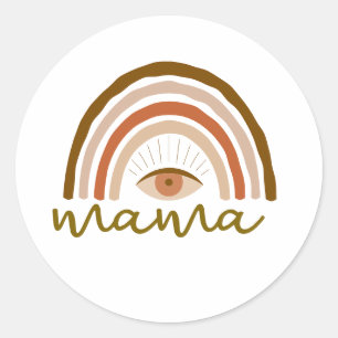 Burnt Orange Boho Rainbow eye  Classic Round Sticker