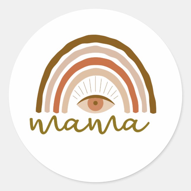 Burnt Orange Boho Rainbow eye  Classic Round Sticker (Front)