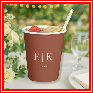 Burnt Orange Boho Terracotta Rustic Wedding Paper Cups