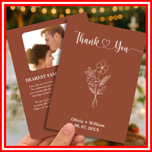 Burnt Orange Boho Terracotta Rustic Wedding Thank You Card
