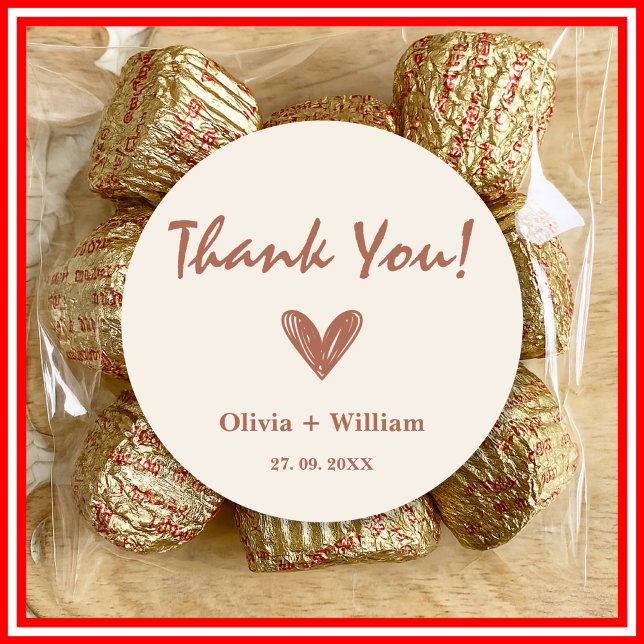 Burnt Orange Boho Wedding Favours Heart Classic Ro Classic Round Sticker (Creator Uploaded)