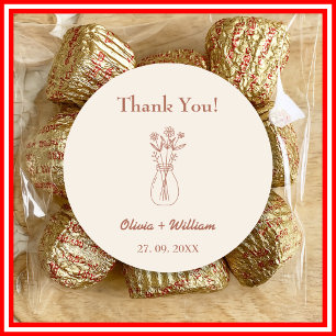 Burnt Orange Boho Wedding Favours Heart  Classic Round Sticker