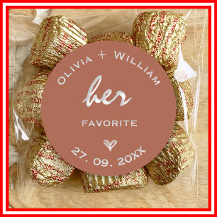 Burnt Orange Boho Wedding Favours Heart Classic Round Sticker
