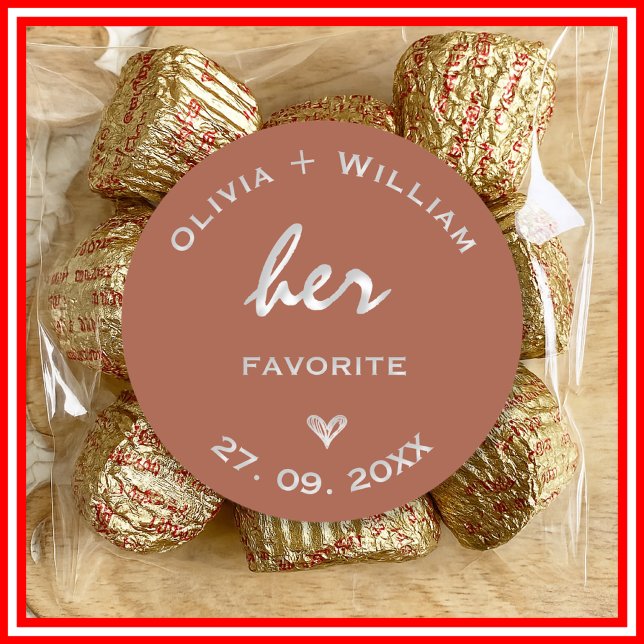 Burnt Orange Boho Wedding Favours Heart Classic Round Sticker (Creator Uploaded)