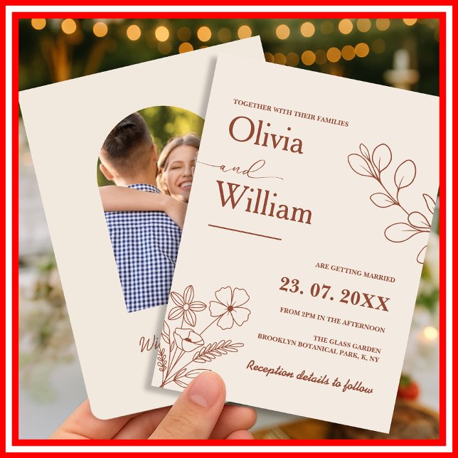 Burnt Orange Boho Wedding Invitation (Creator Uploaded)