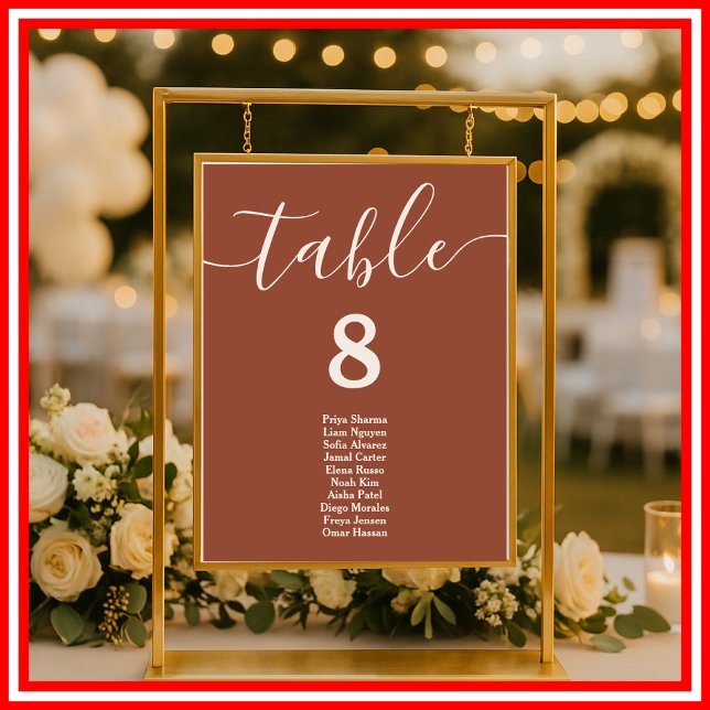 Burnt Orange Boho  Wedding Table Seating Chart (Creator Uploaded)