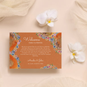 Burnt Orange Boho Wedding Welcome Gift Bag Basket Place Card