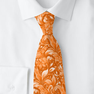 Burnt Orange Botanical Batik Tie